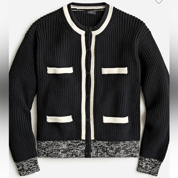 NWT J. Crew Front-pocket cotton cardigan sweater Large - Picture 2 of 4